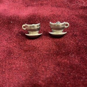 Coffee cup Pewter earrings